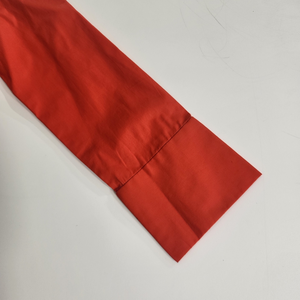 Natori Women's Collared Tunic Blouse Size S Cotton Poplin Tie Front Orange 01 - Picture 2 of 16